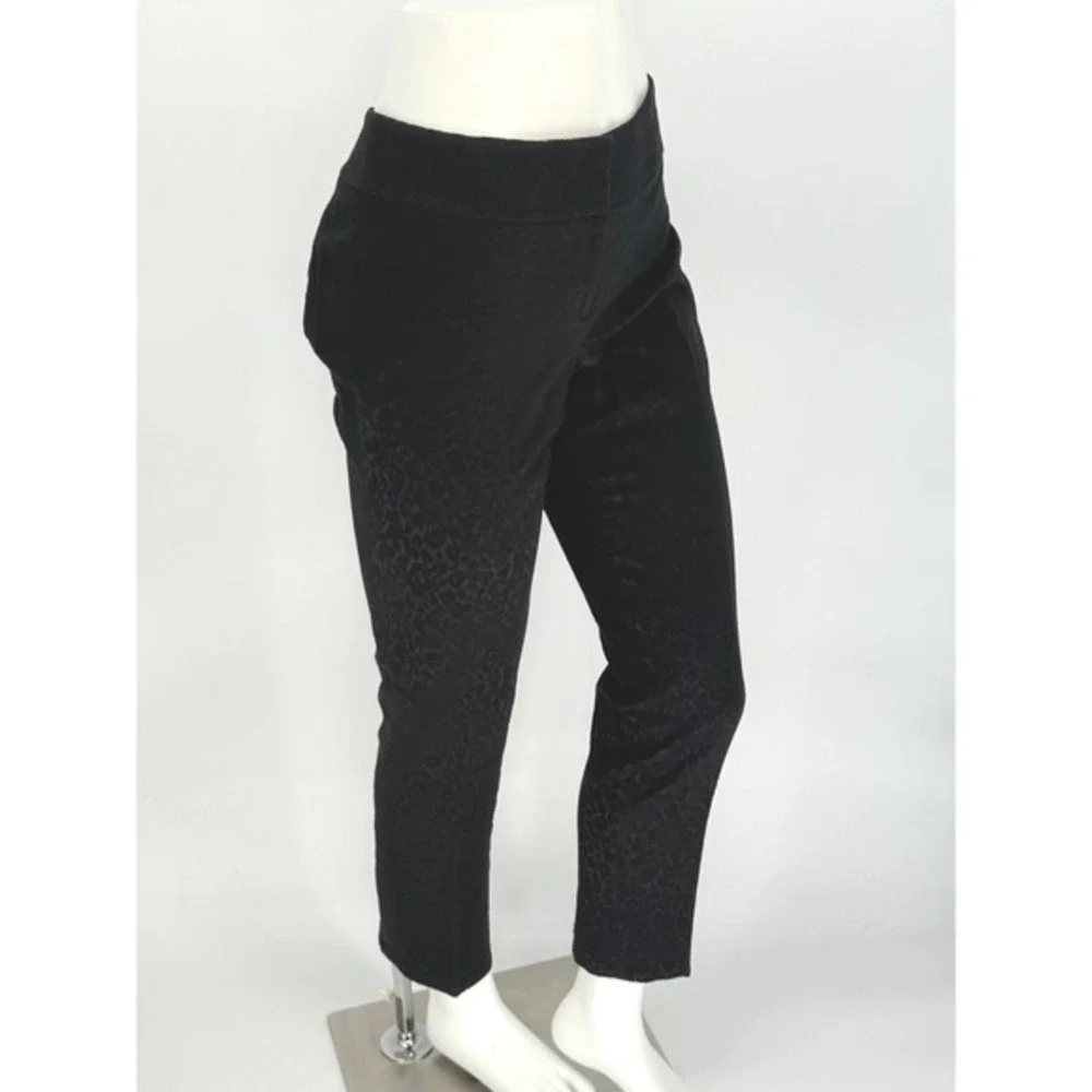 LOFT Marisa Black‎ Leopard Jacquard Slim Dress Pants 8 Party Chic Classic 92-02